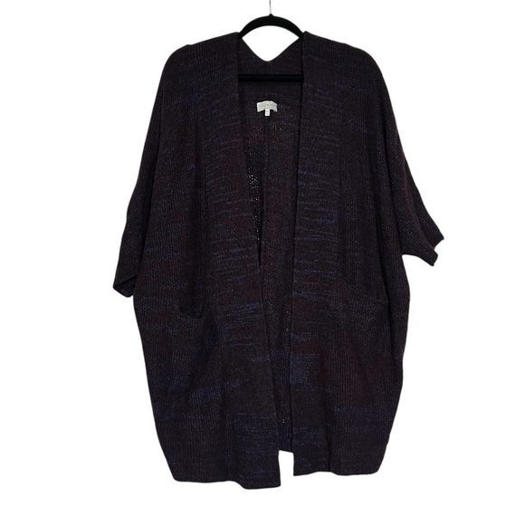 Lucky Brand Crochet Poncho Cardigan Maroon and Blue Size XS/S Wool Open Front - Picture 1 of 12